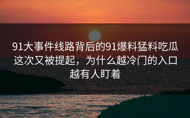 91大事件线路背后的91爆料猛料吃瓜这次又被提起，为什么越冷门的入口越有人盯着